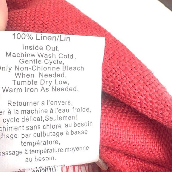 Pottery Barn 100% Linen Throw Pillow Covers Red Square 18" Set of 2 Decorative - Picture 6 of 6